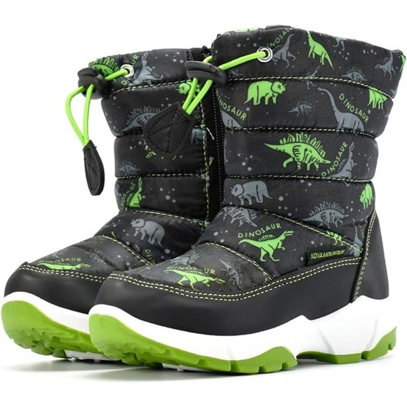 Nova Mountain Little Kids Snow Boots in Green Dino, Size 8​​​ - Picture 1 of 1